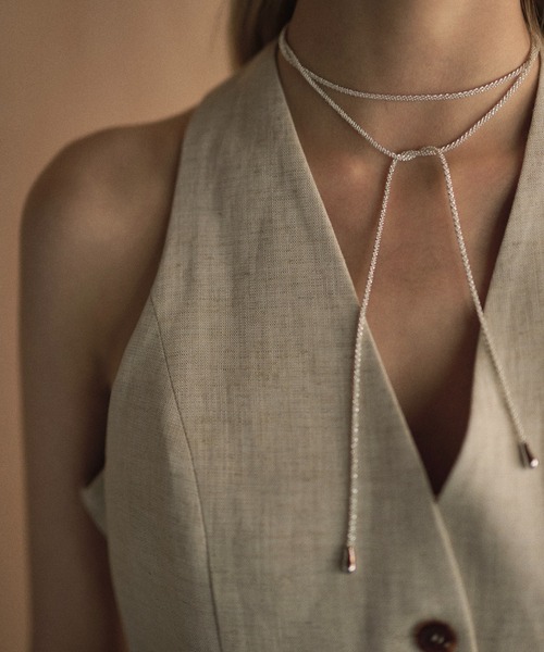 ベスト ジレ linen blend halter neck vest /リネンブレンド