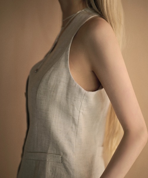 ベスト ジレ linen blend halter neck vest /リネンブレンド