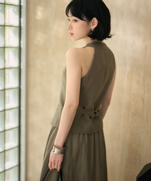 ベスト ジレ linen blend halter neck vest /リネンブレンド