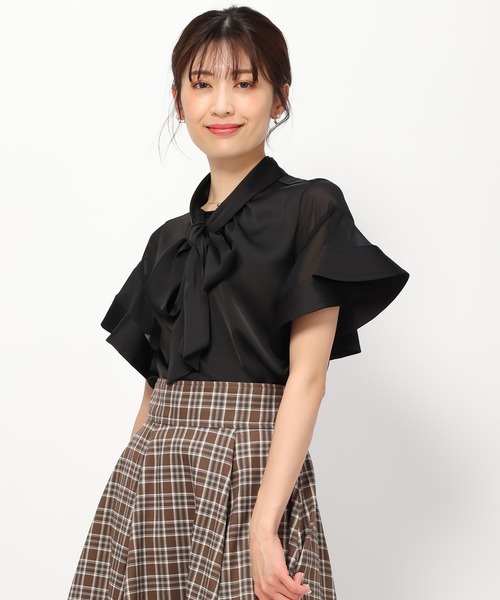 「MISCH MASCH」 半袖ブラウス フリ- ピンク レディース_画像2