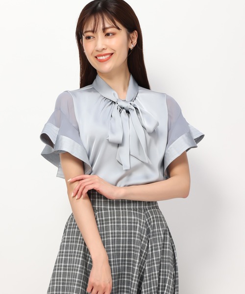「MISCH MASCH」 半袖ブラウス フリ- ピンク レディース_画像4