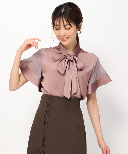 「MISCH MASCH」 半袖ブラウス フリ- ピンク レディース_画像7