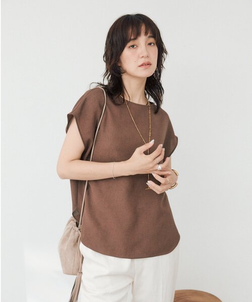 ブラウス シャツ 「セットアップ対応可能/ドライタッチ/シワになりにくい」メッシュフレンチブラウス レディースの画像