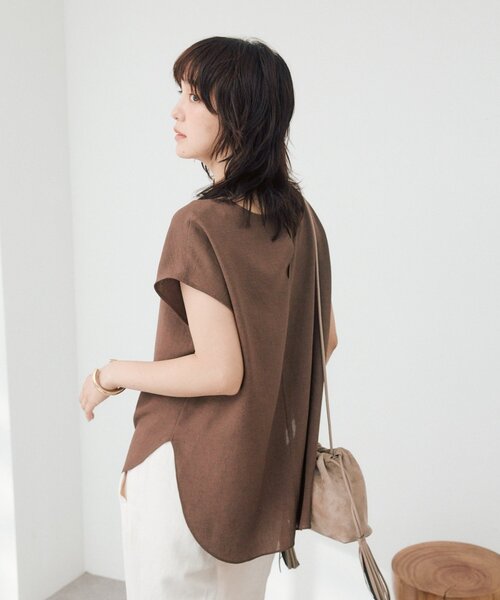ブラウス シャツ 「セットアップ対応可能/ドライタッチ/シワになりにくい」メッシュフレンチブラウス レディースの画像