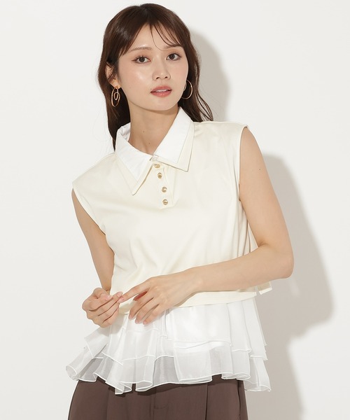 AND COUTURE（アンドクチュール） tシャツ Wカラーフレンチスリーブ