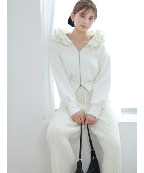 SNIDEL（スナイデル） パーカー 「多色展開」フリルショートジップ