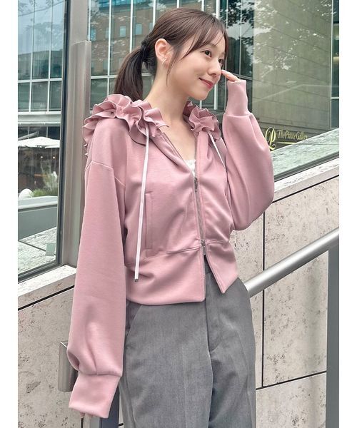 SNIDEL（スナイデル） パーカー 「多色展開あり」フリルショートジップ