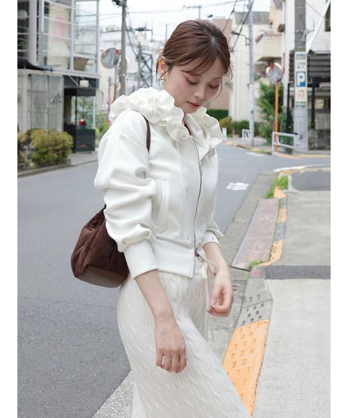 SNIDEL（スナイデル） パーカー 「多色展開」フリルショートジップ