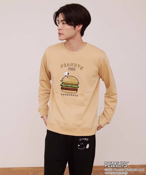 メンズファッション 全3色 黒 赤 ベージュ スウェット Peanuts ピーナッツ スヌーピー 裏毛スウェット トレーナー Tcccmhncwe Www Wrestlesquare Com
