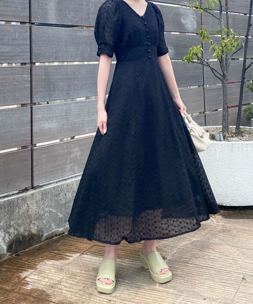 archives（アルシーヴ） ワンピース 半袖 刺繍切替ワンピース