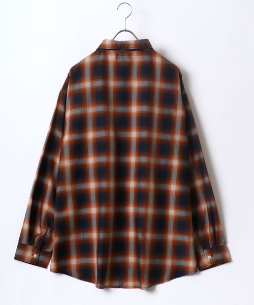 シャツ オンブレチェック レギュラーカラー ネルシャツ メンズ