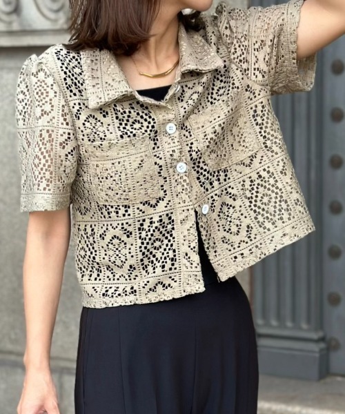 ブラウス シャツ クロシェドッキングブラウス レディース クロシェドッキングブラウス（5315210604） | ADORE