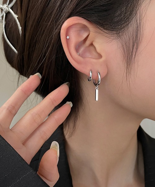NO WAY ピアス バーデザインスウェイリングピアス/ペア(RZ