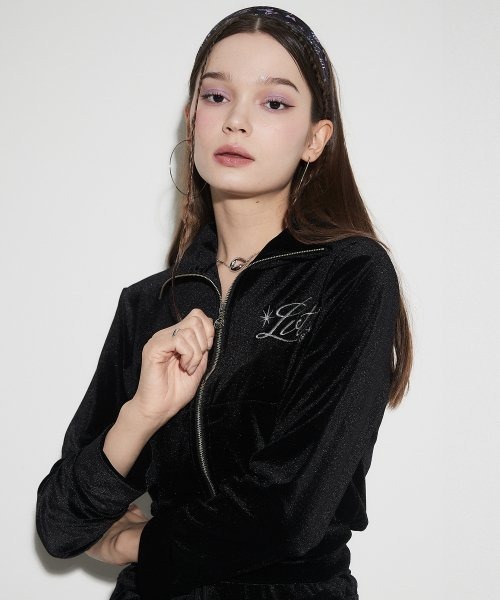 パーカー OW VELVET ZIP UP レディース