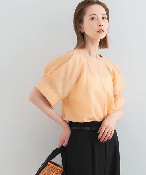 美品】ブラミンク コットンシルク シアータックブラウス