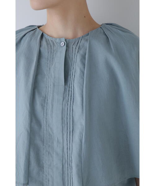 HUMAN WOMAN◆長袖ブラウス/M/コットン/BLU/無地/077-5110307 human woman ブラウス シャツ インドコットンケープブラウス