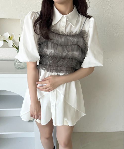apres jour ベスト ジレ チュールバックリボンビスチェ