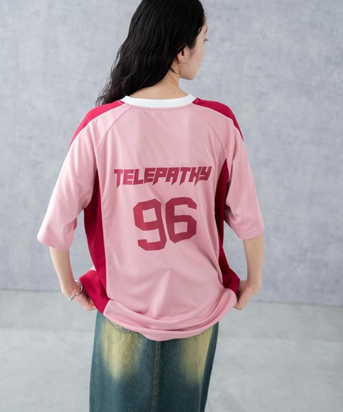 WEGO tシャツ WEGO/サッカーメッシュ切り替えビッグT レディース