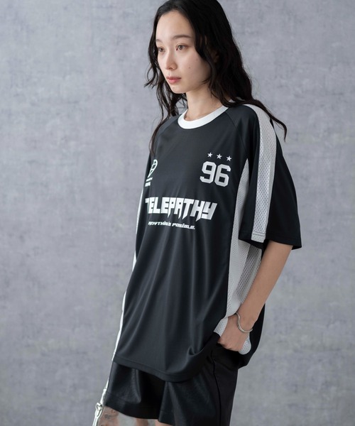 WEGO tシャツ WEGO/サッカーメッシュ切り替えビッグT レディース