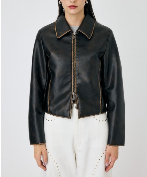 【m】MOUSSY FAUX LEATHER MINIMAL ジャケット マウジー MOUSSY FAUX LEATHER MINIMAL ジャケット （BLU