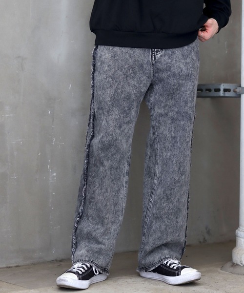 ANPAS ジーンズ Wide Tapered Side Fringe Denim Pants/ サイド
