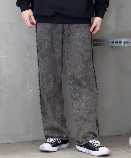 ANPAS ジーンズ Wide Tapered Side Fringe Denim Pants/ サイド