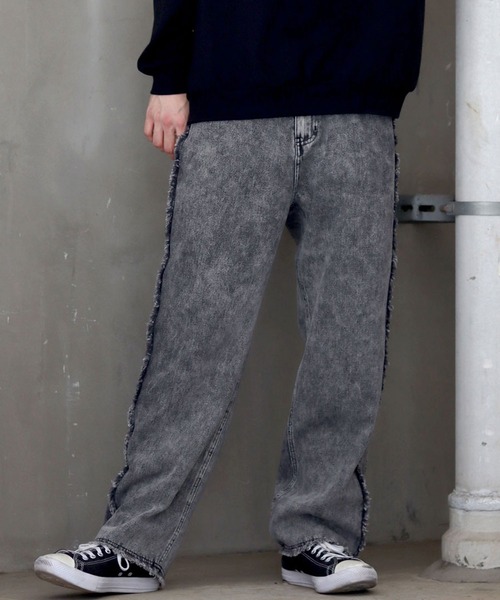 ANPAS ジーンズ Wide Tapered Side Fringe Denim Pants/ サイド