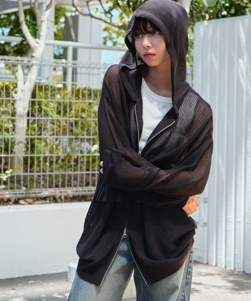 pois メッシュカーディガン　BLACK pois メッシュカーディガン BLACK - メルカリ