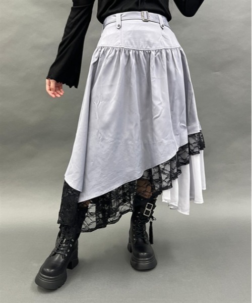 axes femme POETIQUE スカート ベルト付イレヘムロングスカート 