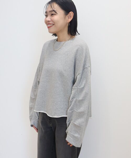 tシャツ ミニ裏毛タックスリーブ カットソー レディース 組曲 tシャツ ミニ裏毛ボリュームタックスリーブ カットソー