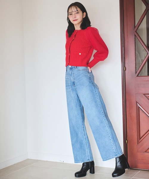 【週末限定価格】 jeansハイライズルーズ　ストレートデニム　夏 ルーズストレート