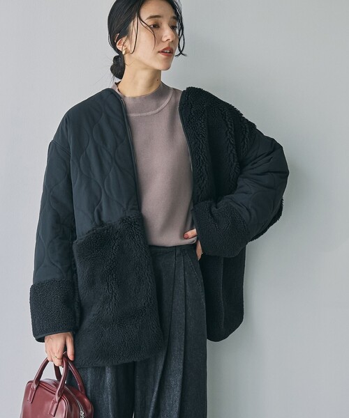 【美品】エイココンドウ ブルゾン キルティング 刺繍 パッチワーク ゆったり L coen（コーエン） ブルゾン アウター ボアキルトパッチワークブルゾン