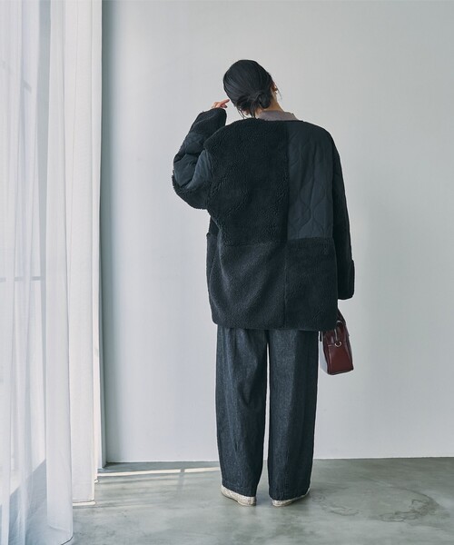 coen（コーエン） ブルゾン アウター ボアキルトパッチワークブルゾン