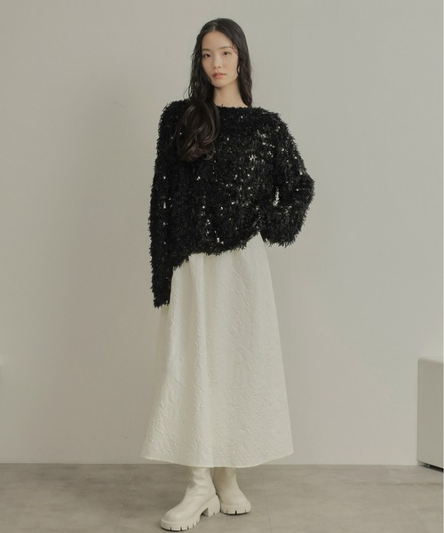 豪奢な Olu. tシャツ スパンコールフェザートップス レディース トップス