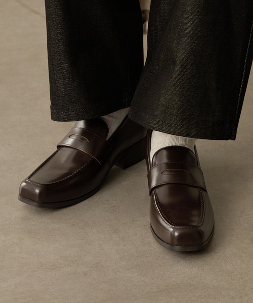 CALLNE ローファー 「CALLNE」Squaretoe Real Leather Heel Loafer