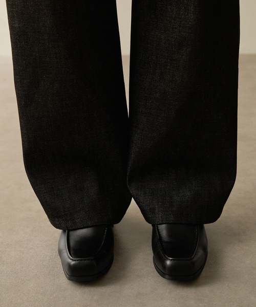 CALLNE ローファー 「CALLNE」Squaretoe Real Leather Heel Loafer