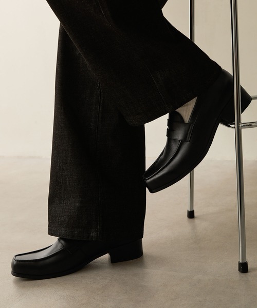 CALLNE ローファー 「CALLNE」Squaretoe Real Leather Heel Loafer
