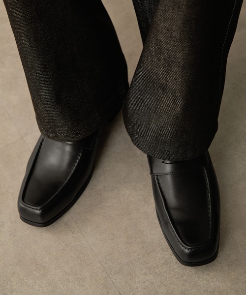 CALLNE ローファー 「CALLNE」Squaretoe Real Leather Heel Loafer