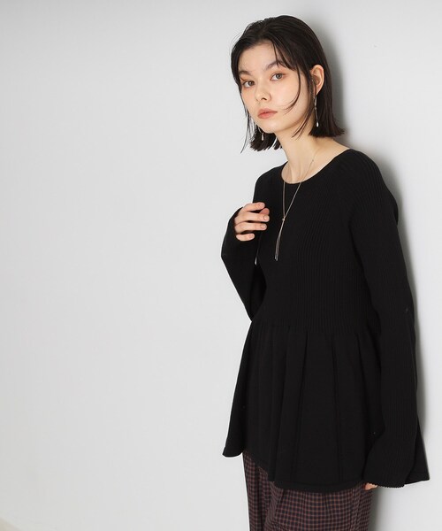 ニット セーター 切り替えペプラムニット「洗える」 レディース THE SHOP TK ニット セーター 切り替えペプラムニット「洗える