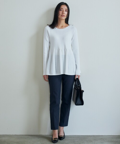 THE SHOP TK ニット セーター 切り替えペプラムニット「洗える