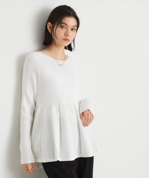 ニット セーター 切り替えペプラムニット「洗える」 レディース THE SHOP TK ニット セーター 切り替えペプラムニット「洗える