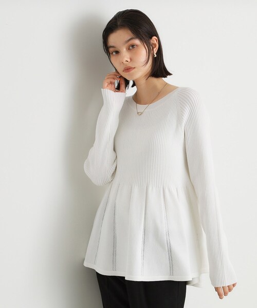 ニット セーター 切り替えペプラムニット「洗える」 レディース THE SHOP TK ニット セーター 切り替えペプラムニット「洗える