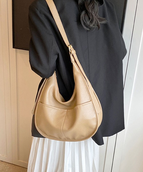 florist ショルダーバッグ バッグ 外ポケット付レザータッチハーフ