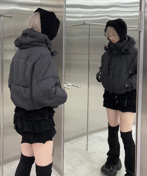 ダウンコート ダウンジャケット 「nmtc+」strap padding hood jacket