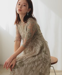 haremode（ハレモード） ドレス 刺繍 チュール 編み上げ ウエスト調整