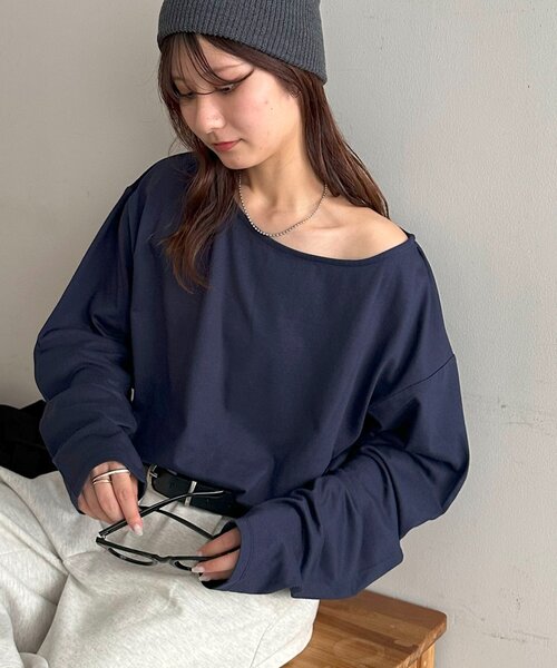 tシャツ ワンショルプルオーバー レディース Discoat tシャツ 「WEB限定」2WAYワンショルプルオーバー