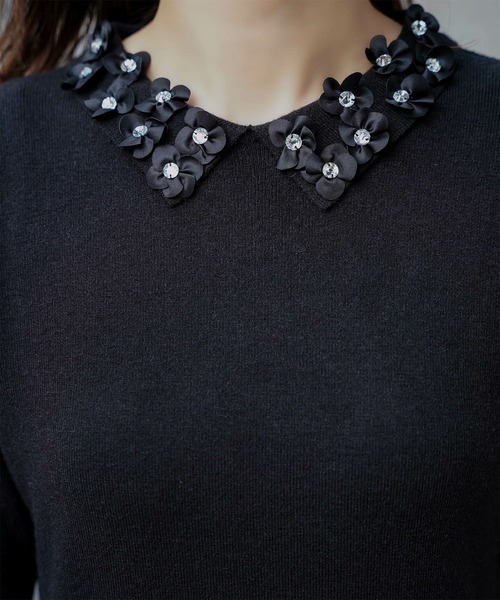 HUIT bouquet（ユイット ブーケ） ワンピース フラワーモチーフ 襟付き