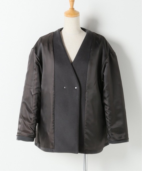 【美品】IENA ノーカラージャケット グレー38 IENA（イエナ） ノーカラージャケット 38 グレー レディース