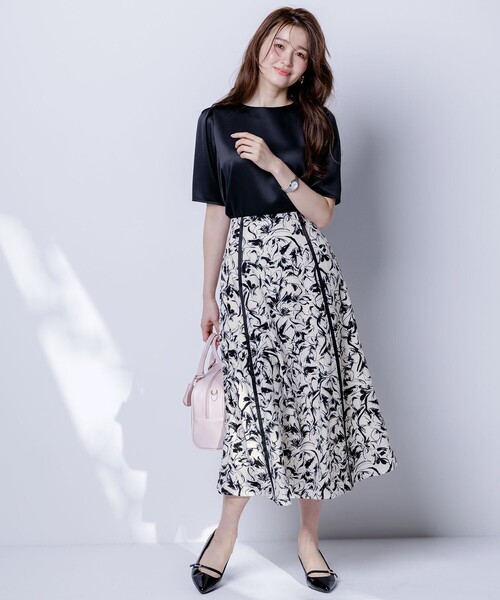ANY SIS（エニィスィス） スカート 「洗える」ラインポイントフラワー