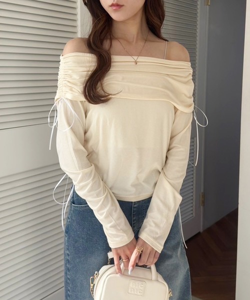 tシャツ 「セットアップ可能」ワンショルリボントップス レディース 楽天市場】リボンストラップワンショルTシャツ・p652528